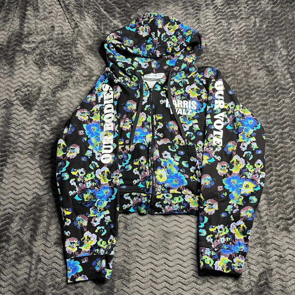 Ulla Johnson Designers For Democracy Full Zip Floral Cropped Hoodie XL